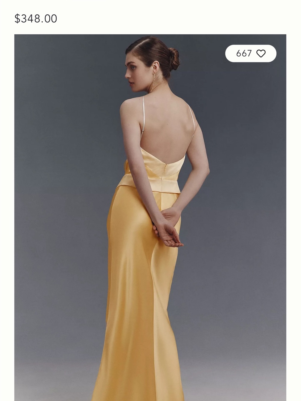 Reformation Satin Gown in yellow and Ivory - Picture 2 of 3
